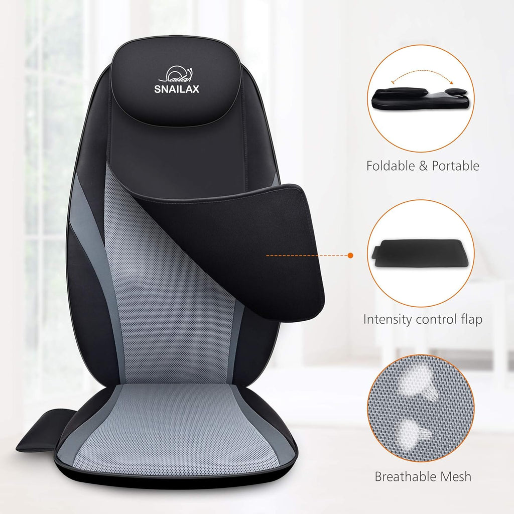 Snailax Shiatsu Massage Cushion with Heat Massage Chair Pad Kneading Back Massager for Home