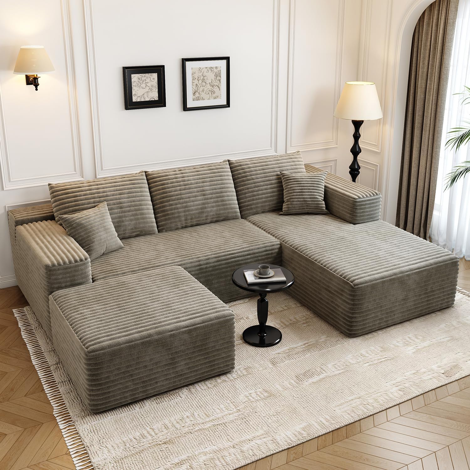 107.5 Cloud Modular Sectional Sofa Couch with L-Shape Chaise,Modern Minimalist Upholstered Couches
