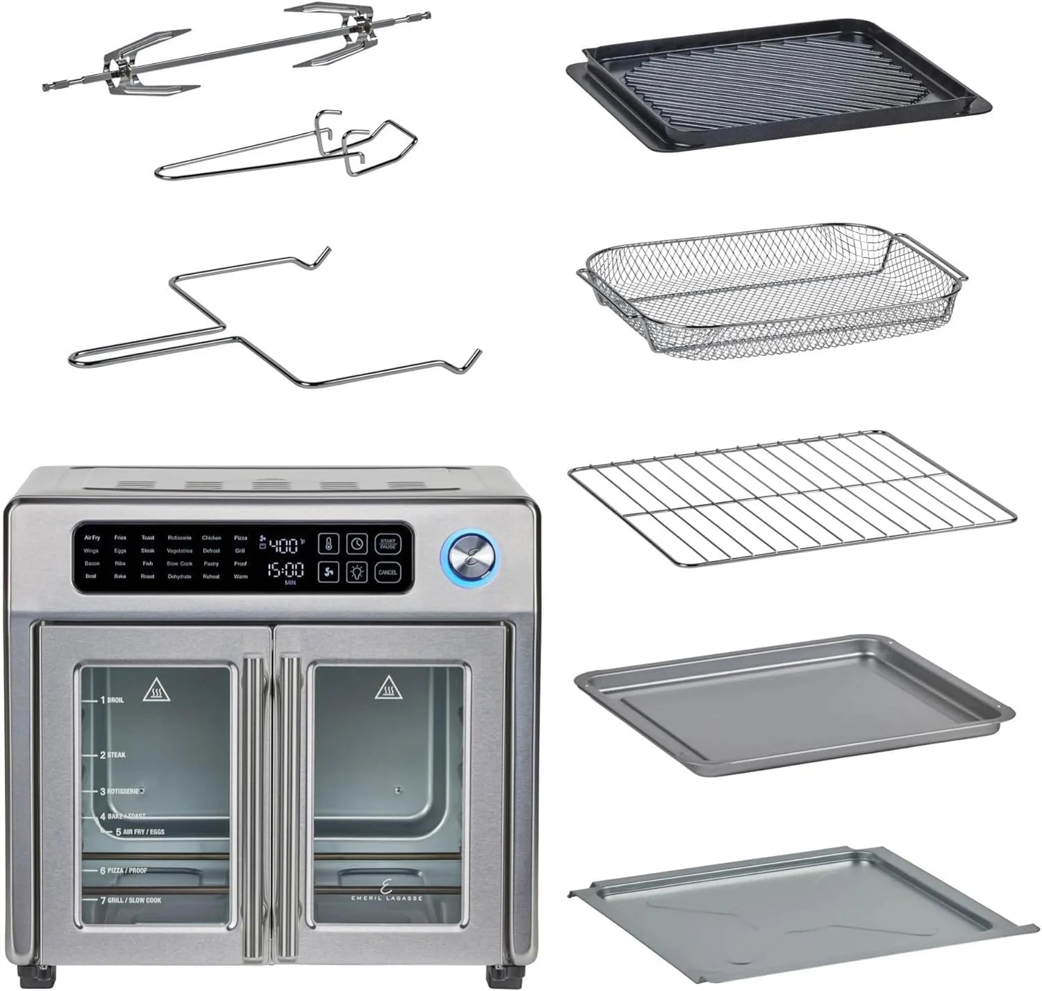 Extra Large French Door Air Fryer Toaster Oven Combo 24 Cooking Functions Digital Controls