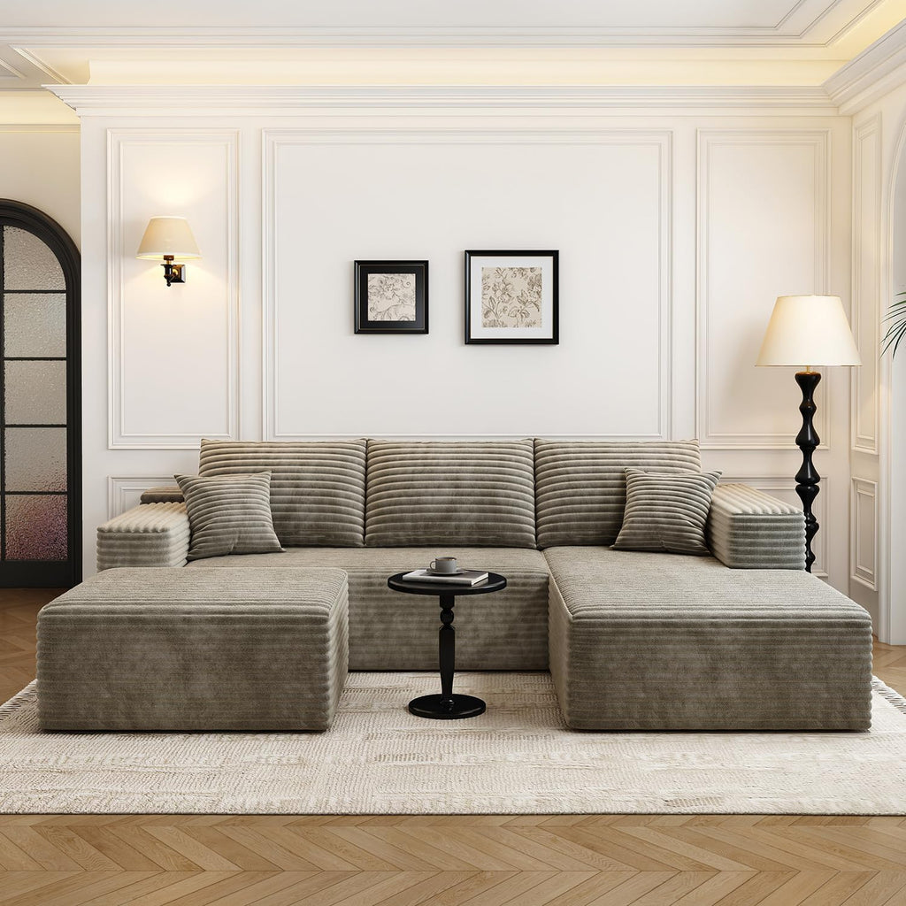 107.5 inch Cloud Modular Sectional Sofa with L-Shaped Chaise Lounge, Modern Minimalist Upholstered Sofa Deep Seating Corner Sofa