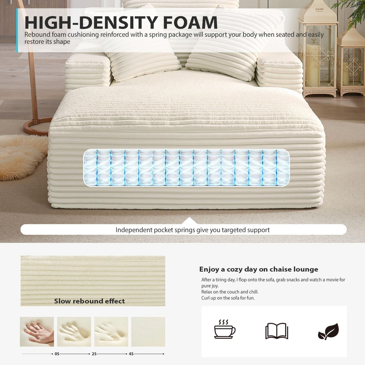 50-inch indoor recliner oversized corduroy upholstered boneless sofa bed deep sleeper sofa