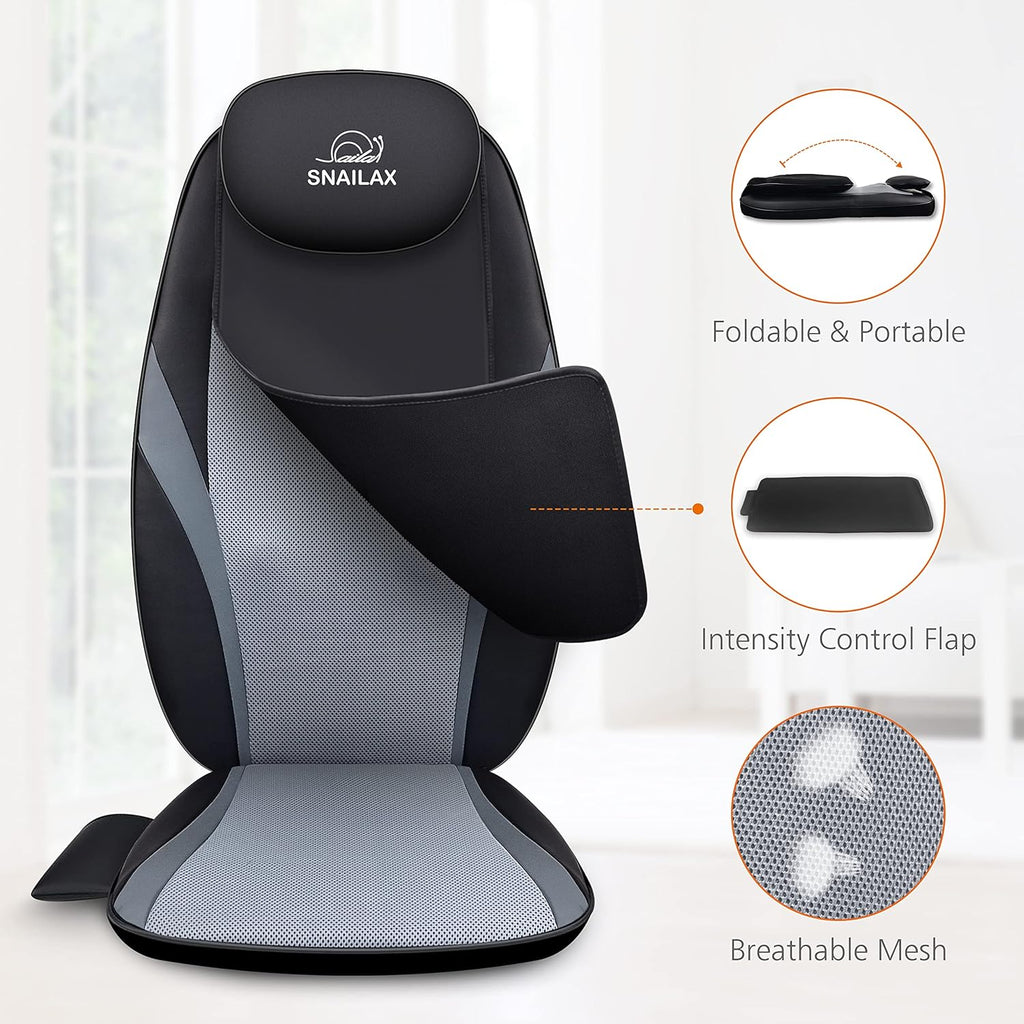 Snailax Shiatsu Massage Cushion with Heat Massage Chair Pad Kneading Back Massager for Home