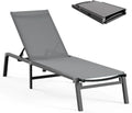 Aluminum Chaise Lounge Outdoor Foldable Assemble Free Outdoor Lounge Chair 5 Adjustable Backrest