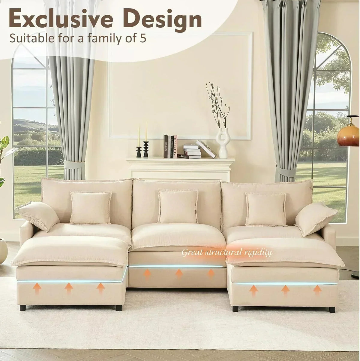 108 U-shaped sofa modular sofa Comfortable cloud sofa