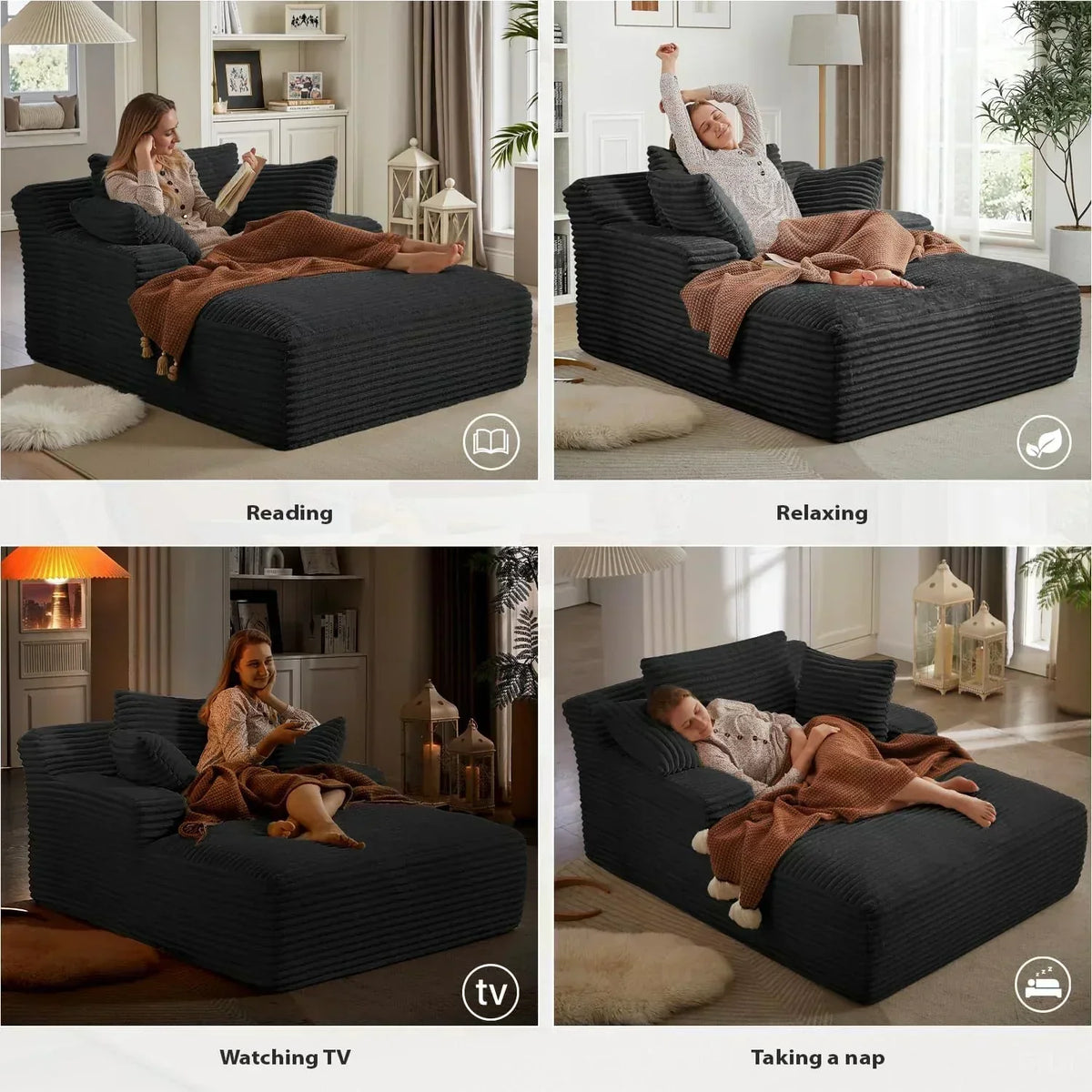 50-inch indoor recliner oversized corduroy upholstered boneless sofa bed deep sleeper sofa