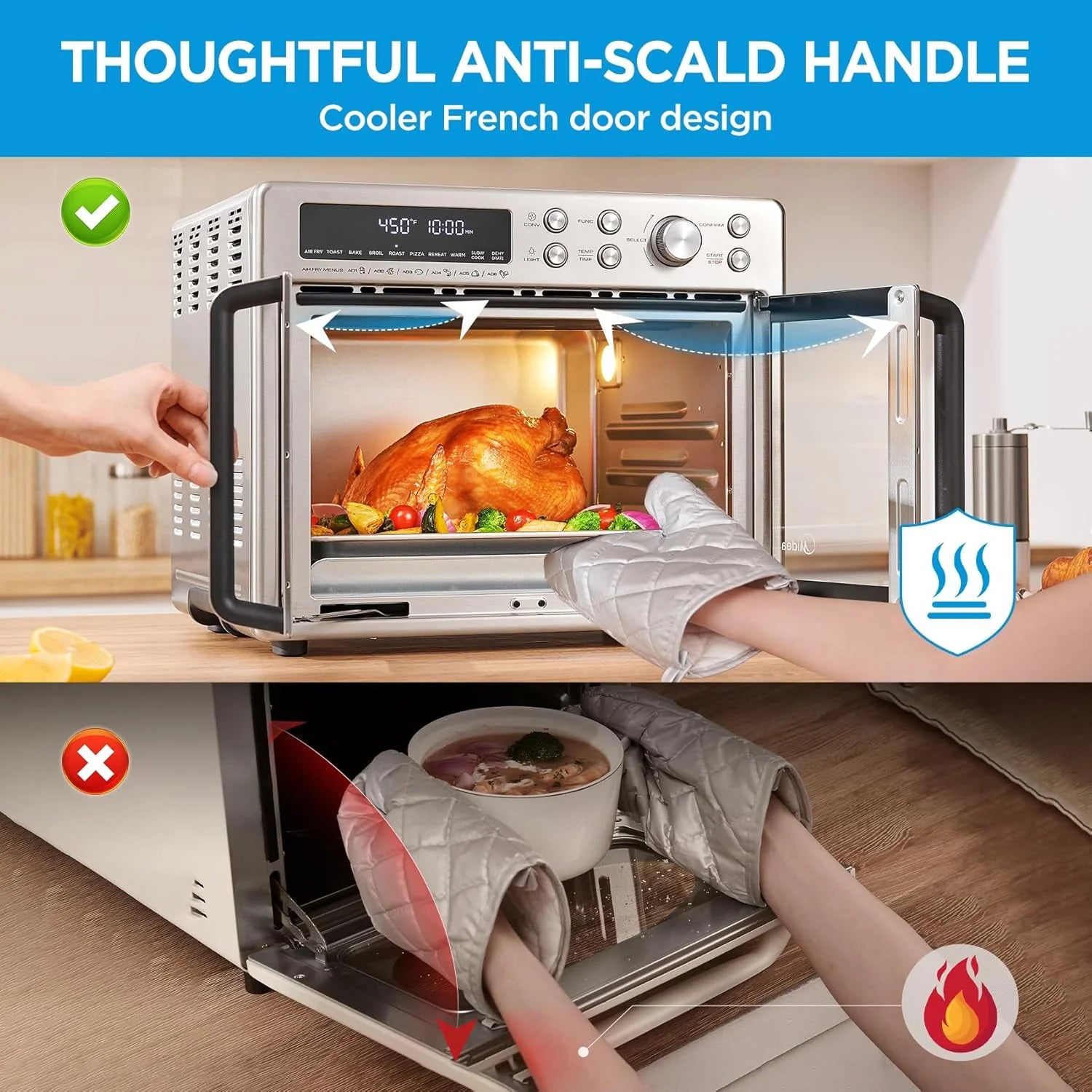 Midea Flexify French Door Toaster Oven Air Fryer Combo, 26.4 QT, Extra Large Air Fryer Countertop