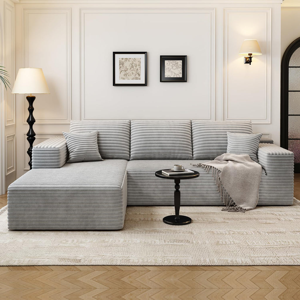 107.5 inch Cloud Modular Sectional Sofa with L-Shaped Chaise Lounge, Modern Minimalist Upholstered Sofa Deep Seating Corner Sofa