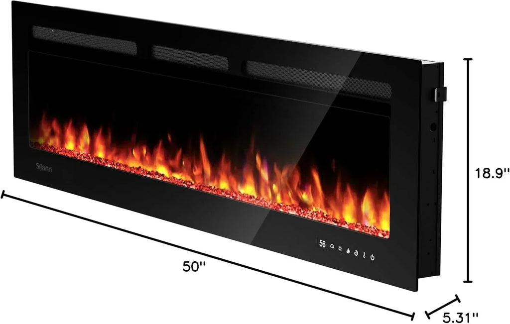 50 Smart Electric Fireplace 5300 BTU Heat Output Wall-Mount Built-In Electric Fireplace