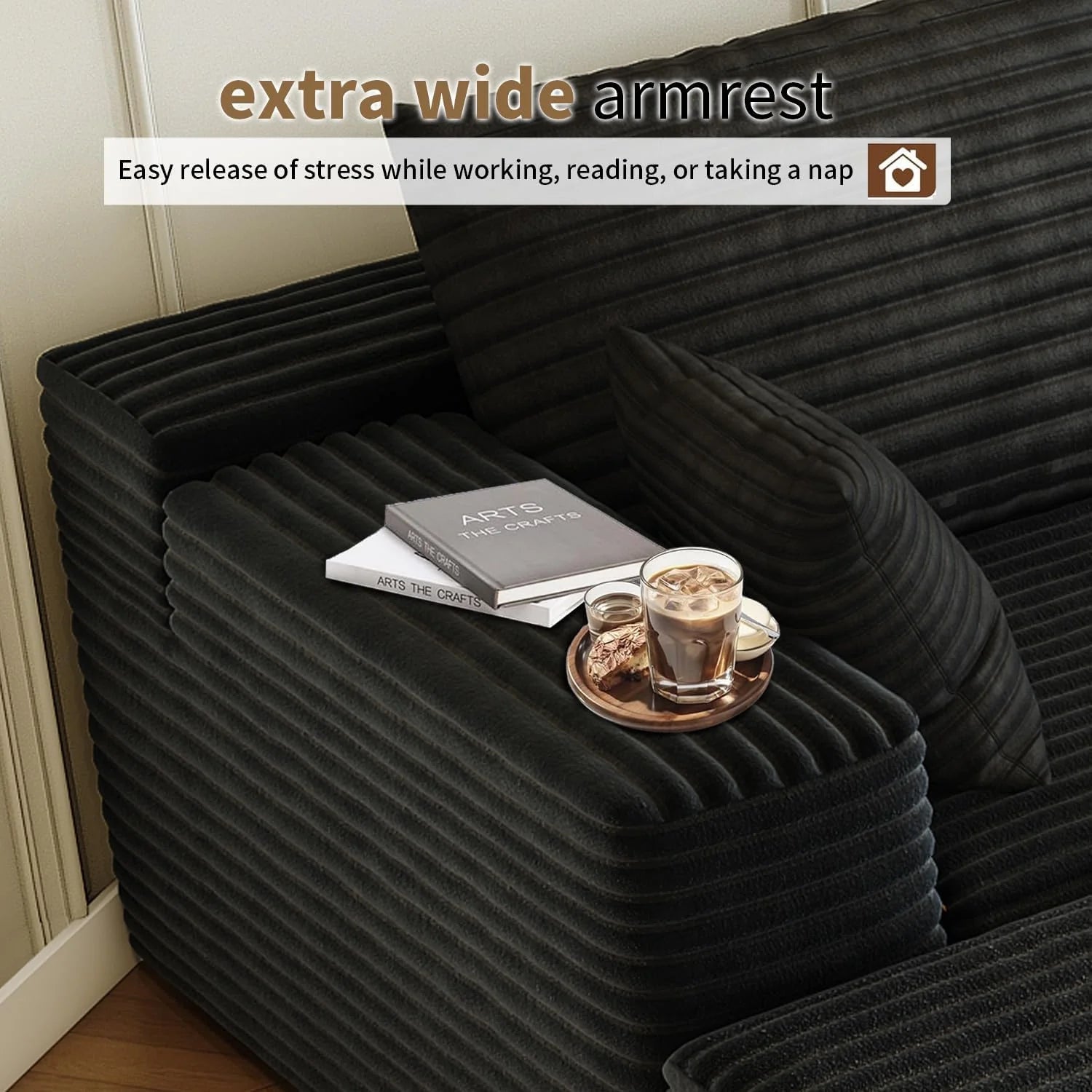 107.5 Cloud Modular Sectional Sofa Couch with L-Shape Chaise,Modern Minimalist Upholstered Couches