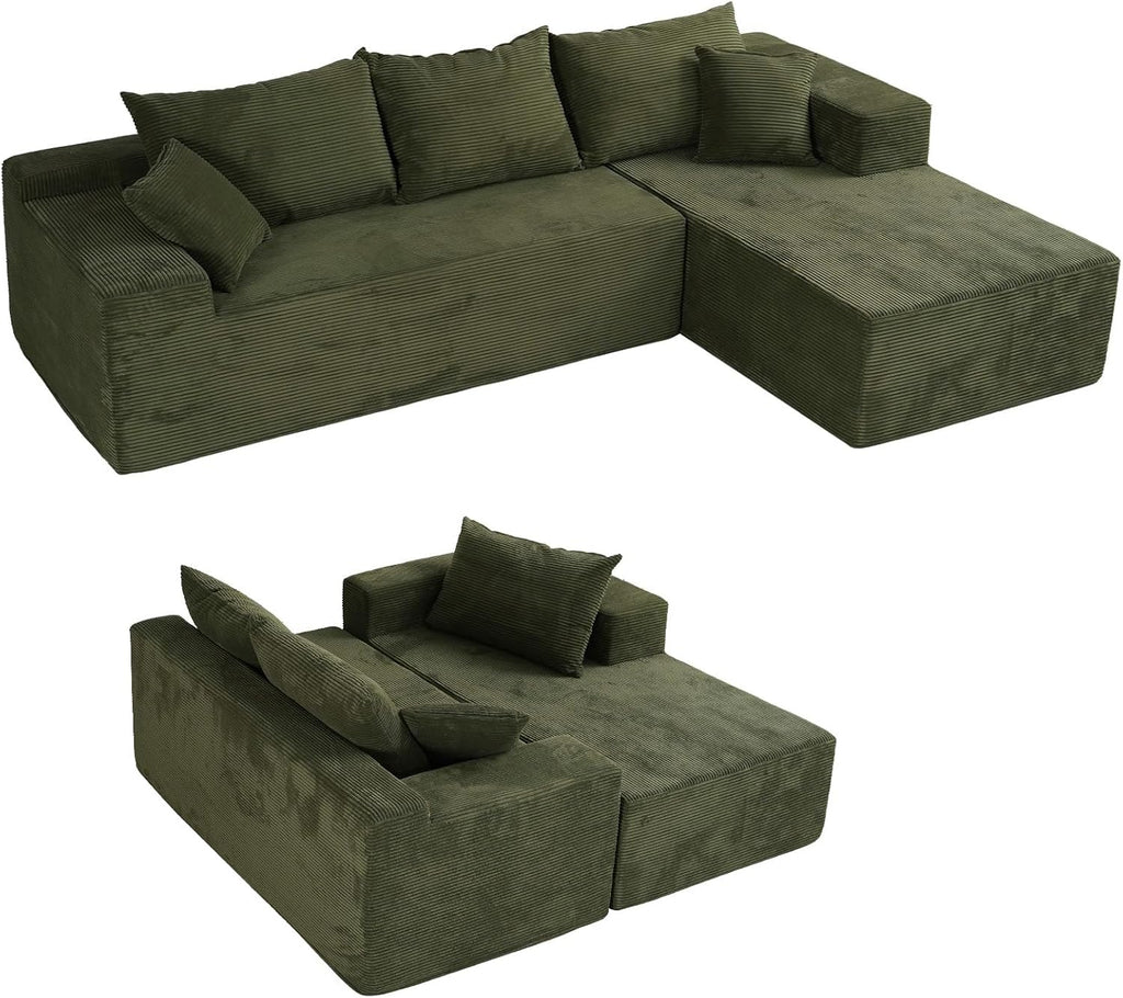 Cloud sofa with L-shaped lounge chair modern modular sofa with deep seats