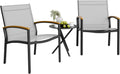 Shintenchi 3 Pieces Patio Bistro Sets Outdoor Textilene Fabric Conversation Bistro Set